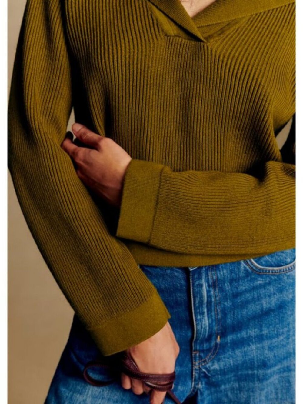Sezane Claudio Jumper Olive Green / Size XS - Picture 3 of 7